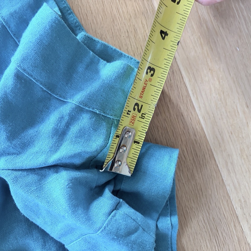 House of Harlow 1960 Linen Blend Shorts XS Teal Turquoise High Waist Tailored - Picture 4 of 5